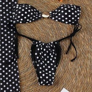 Amazon MakeMeChic Cupshe Black and White Polka Dot Bikini